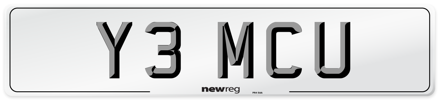 Y3 MCU Number Plate from New Reg